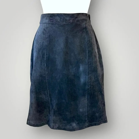 A.D.A. Dresses & Skirts - ADA Vintage 90s Classic Suede Leather Straight Pencil Skirt Lined Size 5 Black